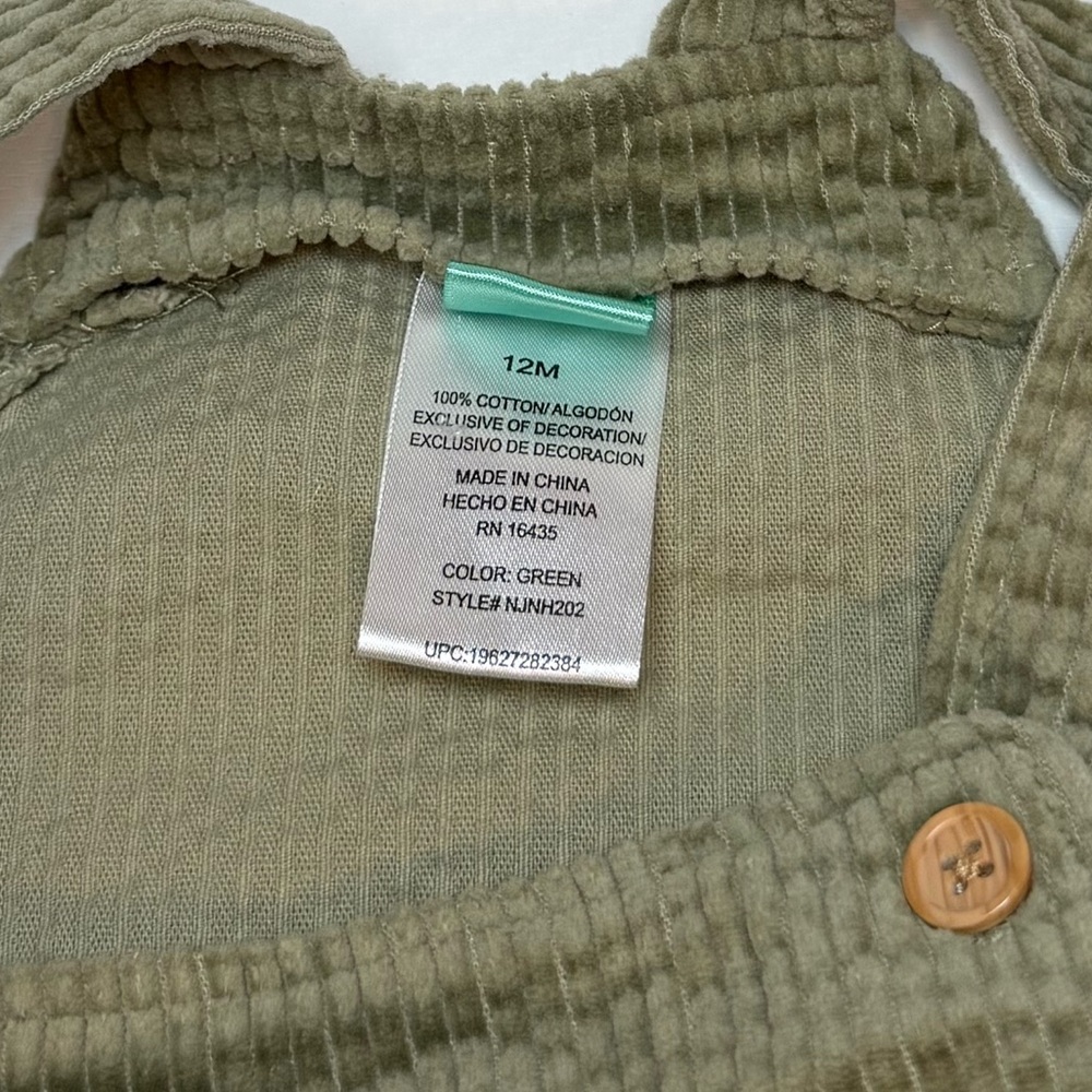 Disney Kids Olive Green Corduroy Overalls - Picture 7 of 8